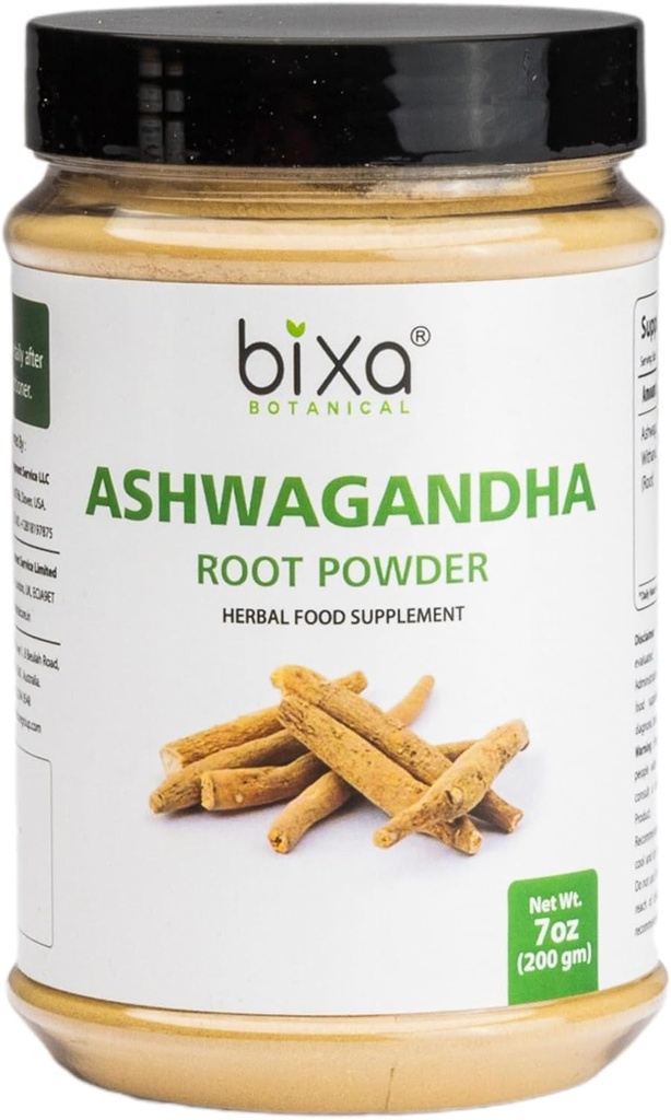 bixa BOTANICAL Ashwagandha Root Powder (Conania Somnifera Root) ¦ Indian Ginseng- Best Re-Energizer & Immunity Booster ← Herbal Supplement. (7 Ounce (Pack of 1), Ashwagandha Powder)
