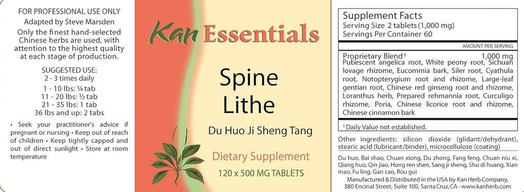 Kan Herbs Essentials - Espina Lithe (Suple Spine) 120 pestañas