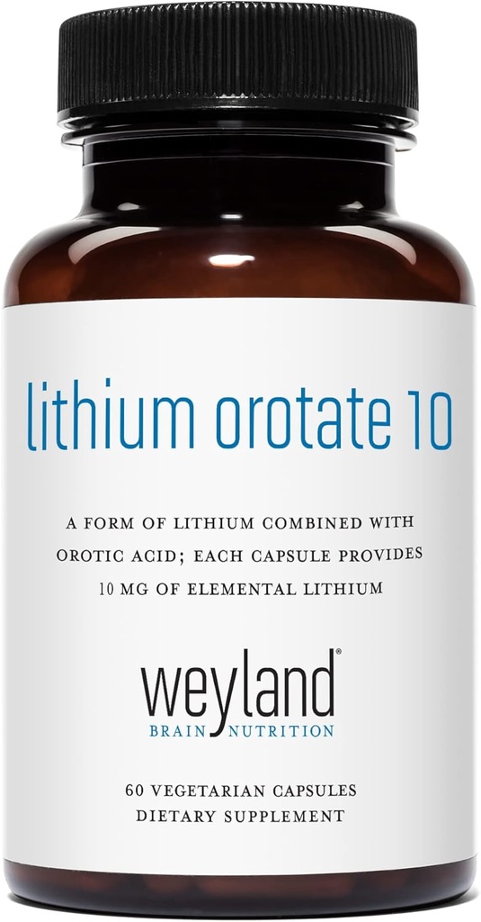 Litio Orotate 10mg (1 botella), 60 cápsulas vegetarianas