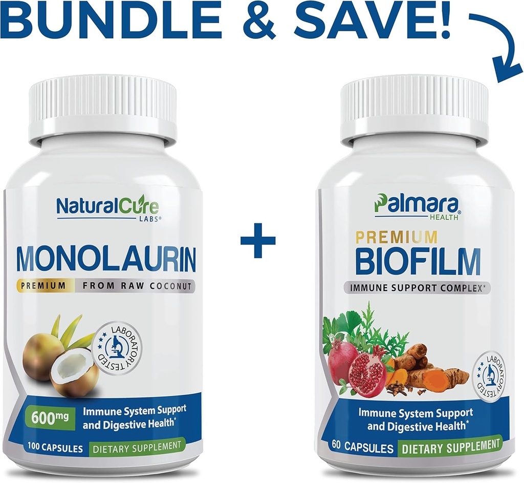 Natural Cure Labs Bundle: Premium Monolaurin 600mg + Complejo Biofilm