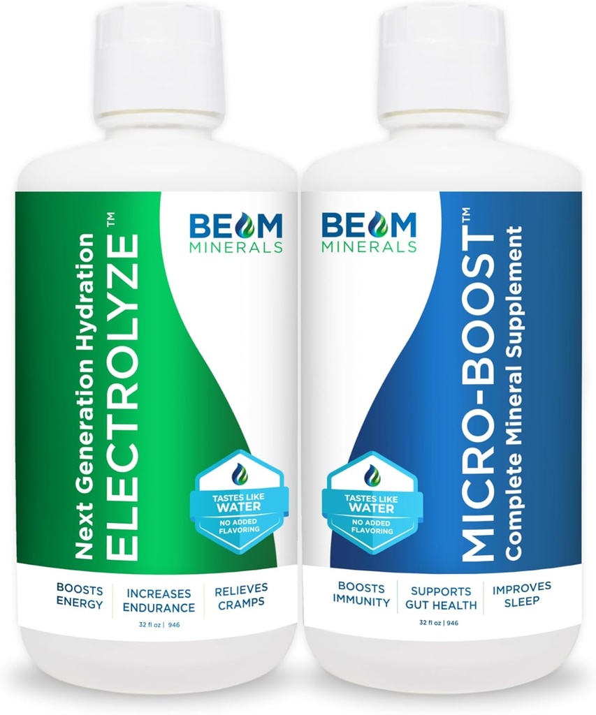BEAM Minerals Micro-Boost y Electrolyze Advanced Set ← Advanced Electrolyte & Micronutrient Support ← 100% Bioavailable, Formato Ionizado