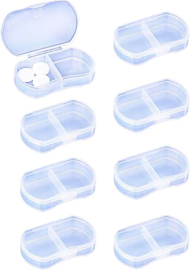 8PCS Pill Case Organizer Pocket Small Pill Holder, Daily AM & PM containers, Medicine Holder, Ideal for Medication, Vitamin, Supplement, Perfect for Travel, Ideal for Purse (White)