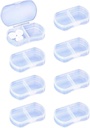 8PCS Pill Case Organizer Pocket Small Pill Holder, Daily AM & PM containers, Medicine Holder, Ideal for Medication, Vitamin, Supplement, Perfect for Travel, Ideal for Purse (White)