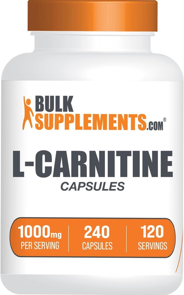 BulkSupplements.com L-Carnitine 1000mg Capsules - Carnitine Supplement, L Carnitine 1000mg, L-Carnitine Capsules - 2 cápsulas por Serving (1000mg), 240 cápsulas (Pack of 1)