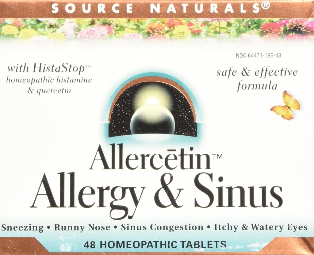Fuente Naturales Alercetina Alergia " Sinus, Tablas Homeopáticas, 48 tabletas