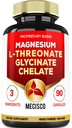 1500mg Magnesium L-Threonate Suplemento con Magnesium Bisglycinate &amp; Magnesium Chelate - Soporte para la Mente Confortable, Bone Health & Brain Health - 90 cápsulas