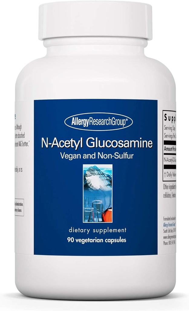 Allergy Research Group N-Acetyl D-Glucosamine 500mg - NAG Supplement, Joint Support, Glucosamine Sulfate, Joint Health Formula, Motility Activator, Vegan, Non-Sulfur, Vegetarian Capsules - 90 Count