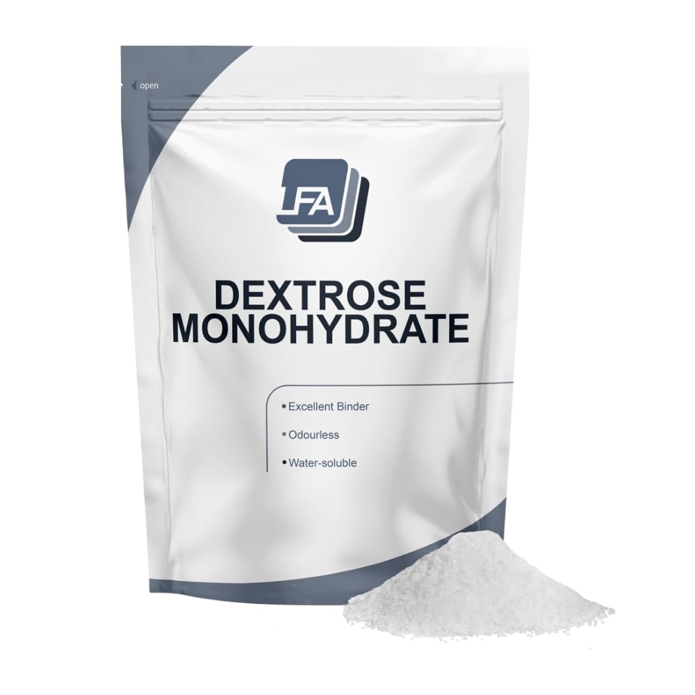 Dextrose Monohydrate Powder - 1 kg (2.2 lb) - Sweetener de Grado Alimentario - Post Workout Suplemento Ingrediente - Tablet Press Machine Excipient Sugar