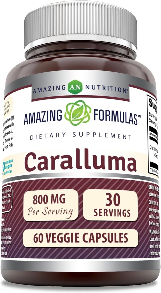 Amazing Fórmulas Caralluma Suplemento  800 Mg Por Serving ← 60 Veggie Capsules ← No Gluten-Free TEN Made in USA