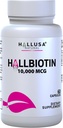 Hallusa Natural Biotin Capsules 10,000 mcg Cabello saludable, Esquí &amp; uñas - Pastillas para la caída del Cabello - Crecimiento del Cabello – Crecimiento de la Barba - Alopecia y calvicie - 60 cápsulas