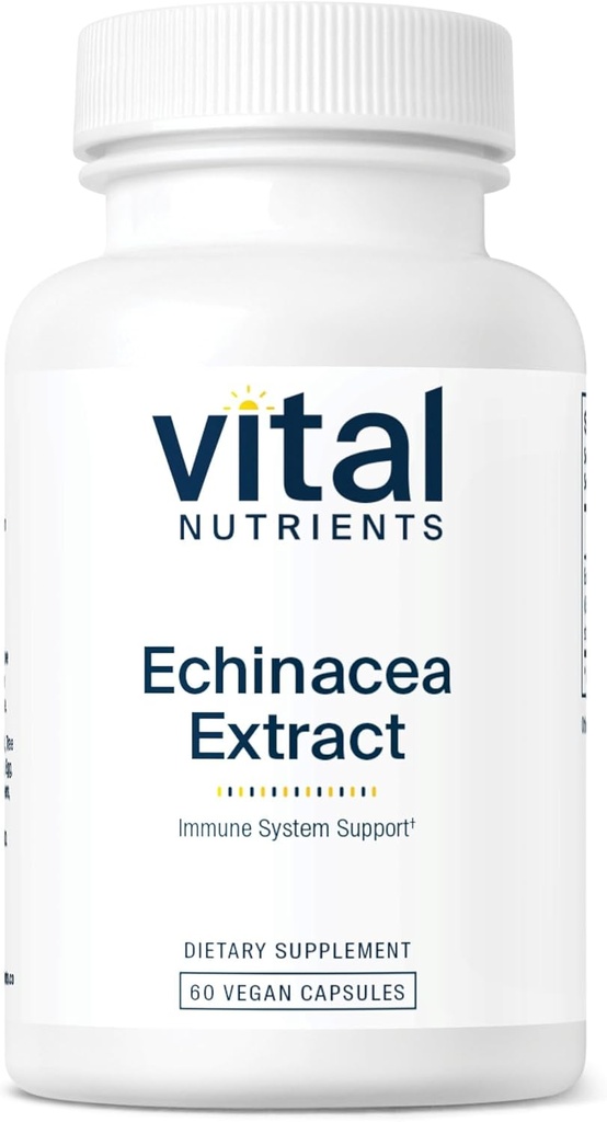 Vital Nutrients Echinacea Extract 1000mg ← Vegan Echinacea Immune Support Supplement TEN Gluten, Dairy, Soy Free ← Non-GMO ← 60 Capsules
