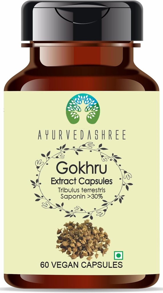 Gokhru Extract 500mg - 60 Vegetarian Capsules TorturaTribulus Terrestris sometida All Natural ← 100% Vegan ← Gluten-Free ← GMP Certified