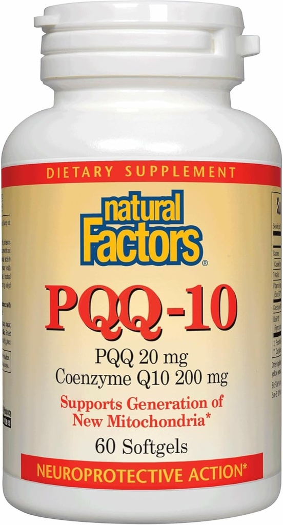 Factores naturales, PQQ-10, apoya la energía y el envejecimiento saludable, suplemento dietético, 60 softgels (60 porciones)