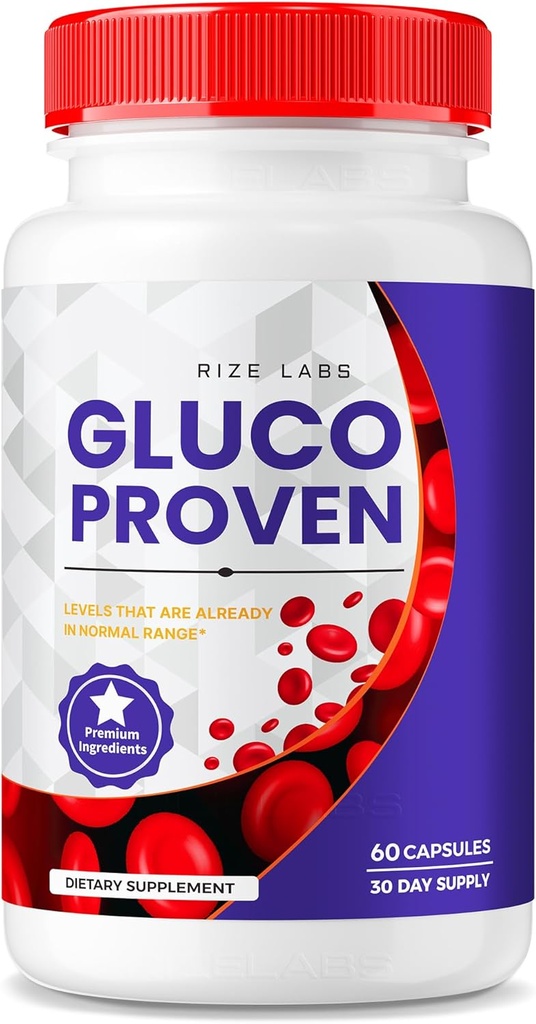 rize labs - Gluco Proven Capsules - Advanced Formula Supplement Pills, Maximum Strength Support, All Natural Plus Organic Non GMO (60 Capsules)