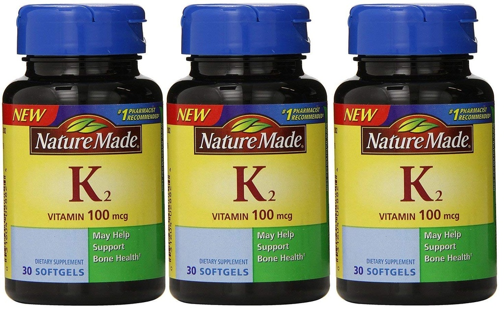 Nature Made Vitamina K2 100 mcg Softgels 30 (3) (Packaging May Vary)