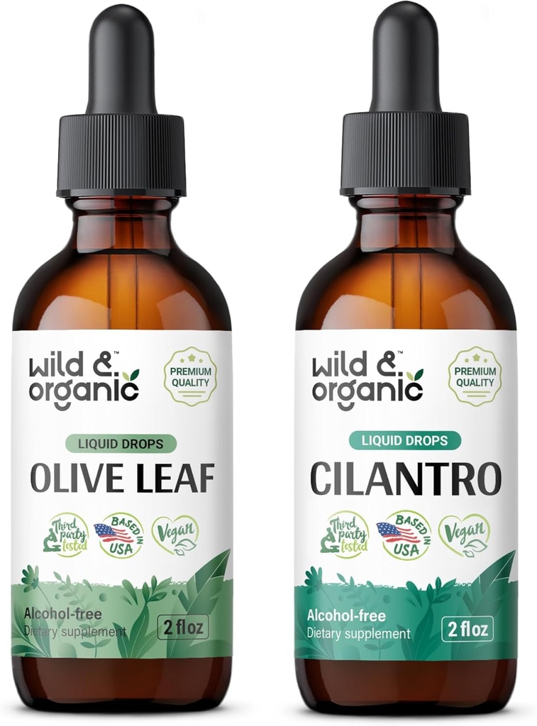 Hoja de oliva ecológica Tintura 2 fl oz &amp; Cilantro Tincture 2 fl oz