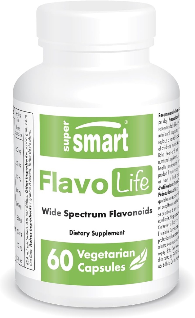 Supersmart FlavoLife (Suplemento Complejo Flavonoide) - con Luteolin, Myricetin, Fisetin, Rutin, Quercetin, EGCG, Apigenin, Hesperidin  Gluten Free - 60 cápsulas vegetarianas