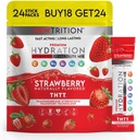 Hydration Powder, Strawberry Pack of 24 Electrolyte Powder Packets, Naturally Flavored Hydrating Packets for Water, Fast Acting Hydrate Electrolytes with Vitamins B angularC, Energy &amp; Recovery