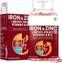 Iron &amp; Zinc Tablets Enriquecido con Vitamina C & B12 ← Inmunidad " Haemoglobin Booster ← Aumenta el nivel de HB + promueve los niveles de hierro saludables ← Reduce la fatiga, mejora la salud respiratoria " Energía sometida 60 T