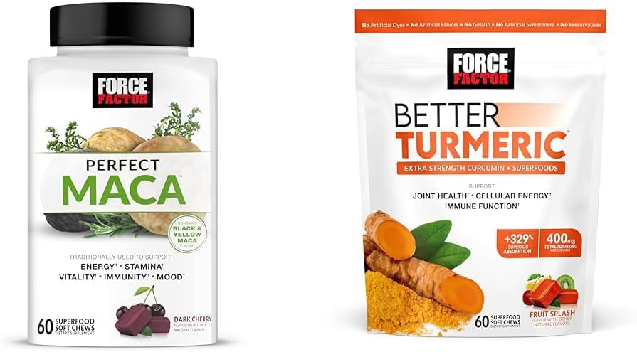 Factor de fuerza Maca Root and Turmeric Joint Support Soft Chews Bundle, 60 Cuenta cada uno