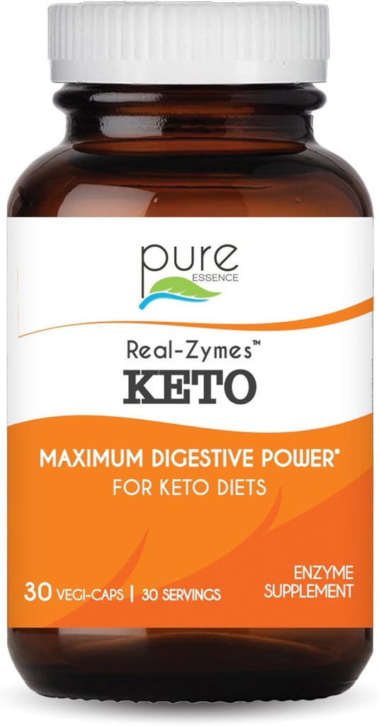 Real-ZymesTM KETO Digestive Enzymes Supplement with Probiotics for Better Digestion - Natural Support for Relief of Bloating, Gas, Belching, Diarrhea, Constipation, IBS, etc. - 30 Caps