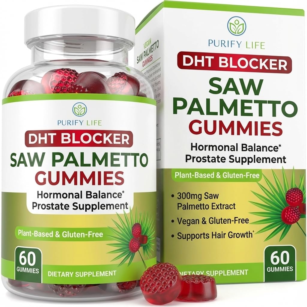 Palmera Vegan Saw Palmetto para Hombres - Potent Saw Palmetto Extract, Prostate Supplements for Hombre, DHT Blocker for Womens Hair Growth, Hormonal Balance Gummies, PCOS Hair Loss, DHT Blocker, Gluten-Free
