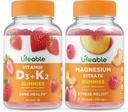 Vitamina útil D3 + Vitamina K2 + Magnesio 85mg, Gummies Bundle - Gran Tasting, Suplemento de vitamina, Gluten Gratis, GMO Gratis, Chewable Gummy