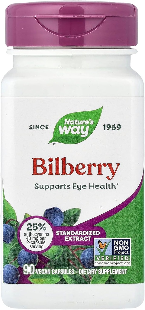 Manera de la naturaleza Bilberry Standardized Extract Veg Capsules 90 ea