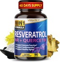 VEGATOT 10 en 1 Resveratrol de alta resistencia con Quercetin Aging saludable Immune Brain Boost Joint Support (90 Count (Pack of 1))