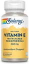 SOLARAY Vitamina E 400 UI (268mg), Forma seca con tocoferoles mixtos Vitamina E - Suplemento antioxidante, PMS y soporte de menopausia - Garantía de 60 días, Lab Verificado - 50 Servimientos, 50 cápsulas