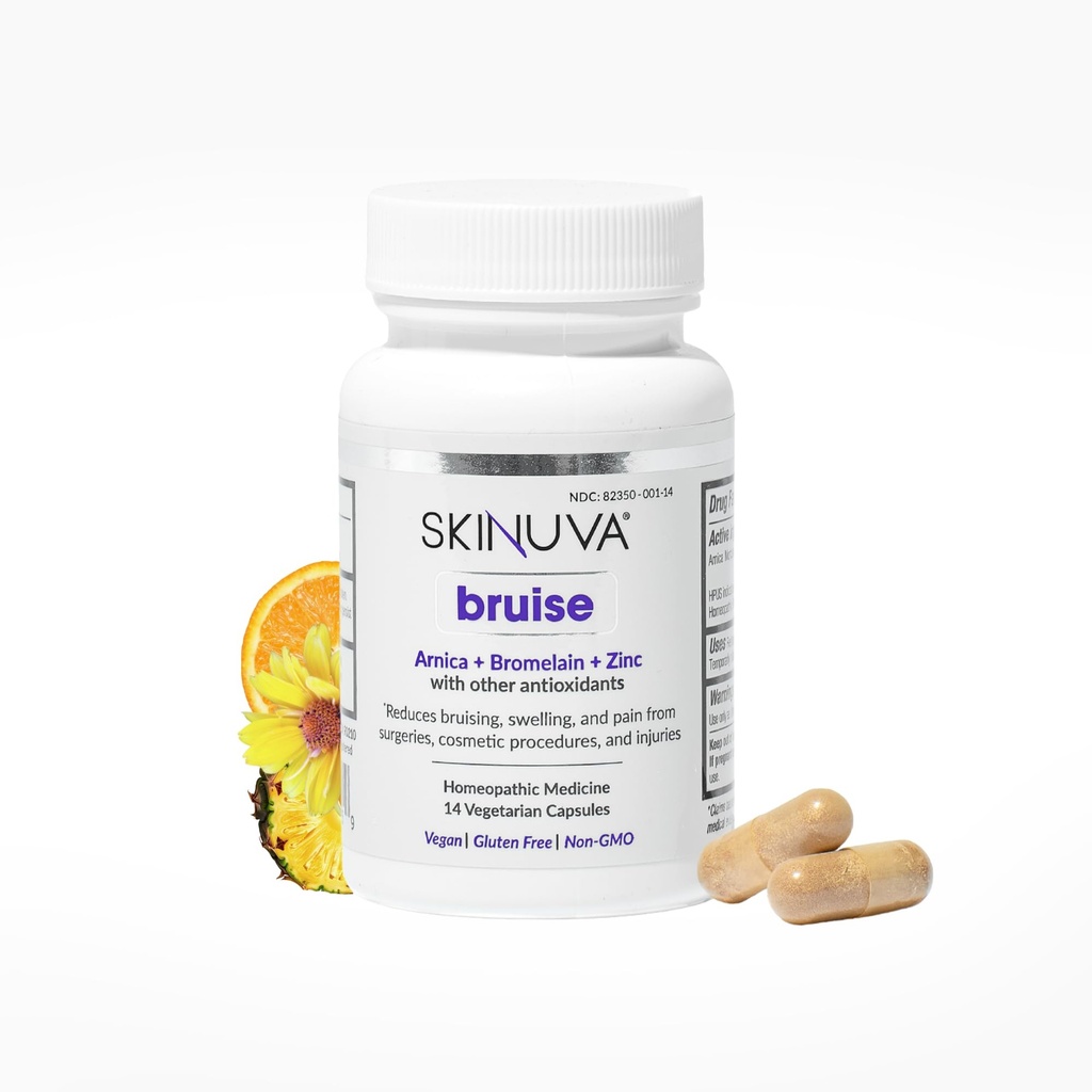 Skinuva® Bruise - Supplement for Bruising and Swelling - A Homeopathic Bruise Remedy Formulated with Arnica, Bromelain & Zinc - 14 Capsules (7-Day Treatment)