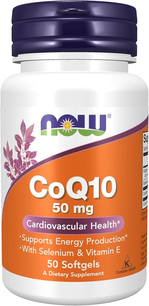 AHORA Suplementos Alimentarios, CoQ10 50 mg, Grado Farmacéutico, Forma All-Trans producida por Fermentation, 50 Softgels
