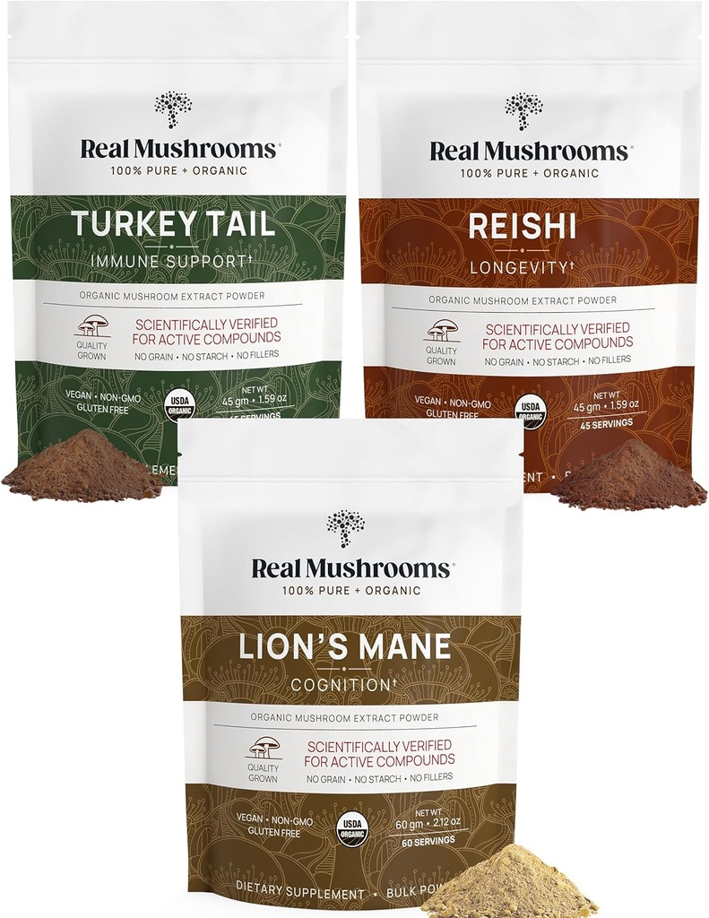 Mane Extract Powder (60g) de León Reishi 415 Extract Powder (45g) ¦ Turquía Tail Extract Powder (45g)