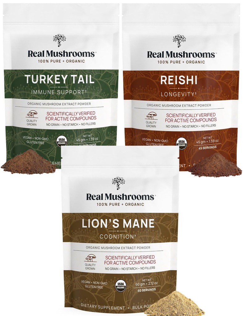 Mane Extract Powder (60g) de León Reishi 415 Extract Powder (45g) ¦ Turquía Tail Extract Powder (45g)
