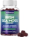 Irlandés Moss Gummies - con la semilla negra Bladderwrack Burdock Turmeric Omega-3 Vitaminas C D3 Zinc - Seamoss Suplementos para Adultos Mujeres Hombres - Gluten libre de azúcar