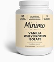 Whey Isolate Protein Powder, Vainilla, Solo 3 Ingredientes, Whey Protein Isolate, Sin Semillas Aceites, No Añadido Sugar, No Sucralose, 1,51 lbs