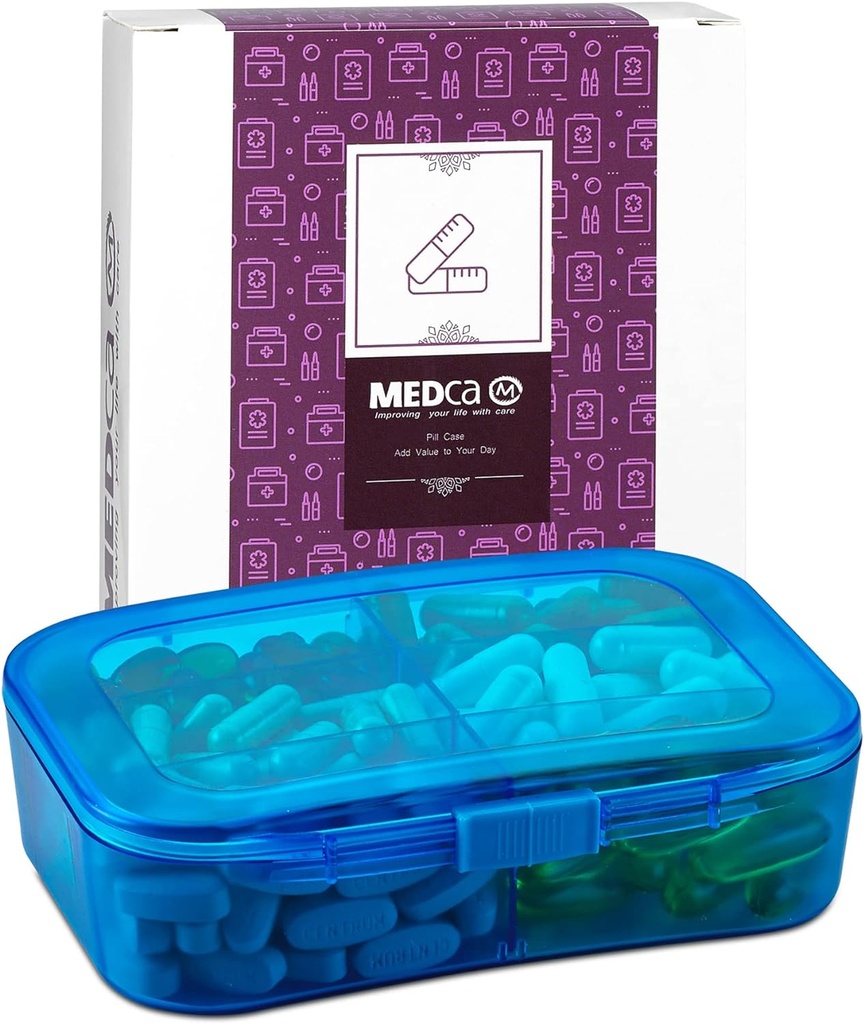 Organizador de Vitamina - Caja de Organizador de Píldora de Viajes &amp; 6 Contenedor de Casos de Medicina diaria para organizar sus píldoras, medicamentos, suplementos, vitaminas y aceites de pescado para cada día Uso por MEDca