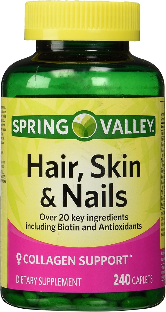 Valle de primavera - Pelo, Esquín &amp; uñas, Biotin-Collagen-Gelatin, 240 caplets