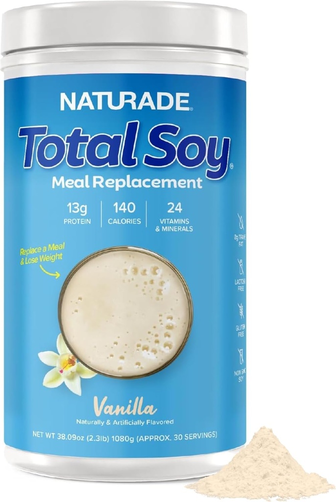 Naturade Total Soy Protein Powder - 13g Protein &amp; 130 Calories por Serving - Zero Trans Fat - Non-GMO Soy - Lactose &amp; Gluten Gratis - Vainilla (30 Servimientos)