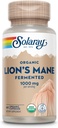 SOLARAY Organic Lions Mane Supplement Capsules - Proporcionando 1000 mg de los hongos orgánicos Mane de León, fermentado para la absorción mejorada - Vegan, garantía de 60 días, Lab Verified, 30 Servings, 60 VegCaps