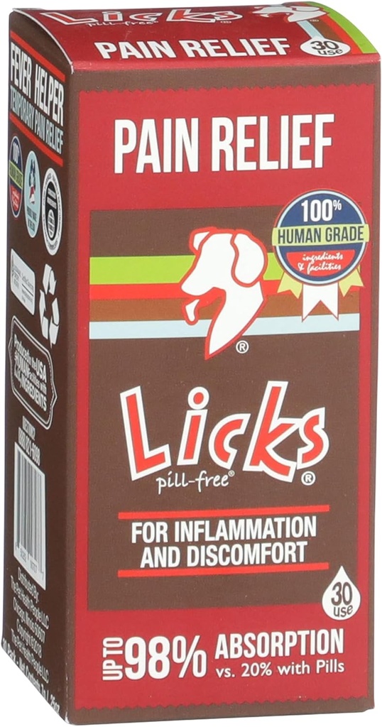 Licks Pill Free Dog Pain Relief - Suplemento de inflamación - Suplemento de alivio del dolor para perros - Suministros de salud del perro - Gel Packets - 30 Uso