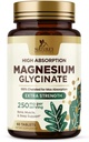 Magnesio (Glycinate) - Suplemento de Magnesio para la Salud del Corazón, Nerve, Muscle, Bone y Sleep Support - 100% Chelated & High Absorption - 250 mg por Serving - Gluten Free, Vegan, Non-GMO - 60 Cuenta