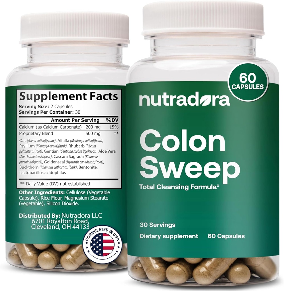 Gentle Colon Cleanser &amp; Detox Supplement - Full Body Colon Cleanse Detox for Women &amp; Men Supports Steady Progress in Detoxification & Digestive Regularity, 2-4 Capsules a Day (Pack of 1)