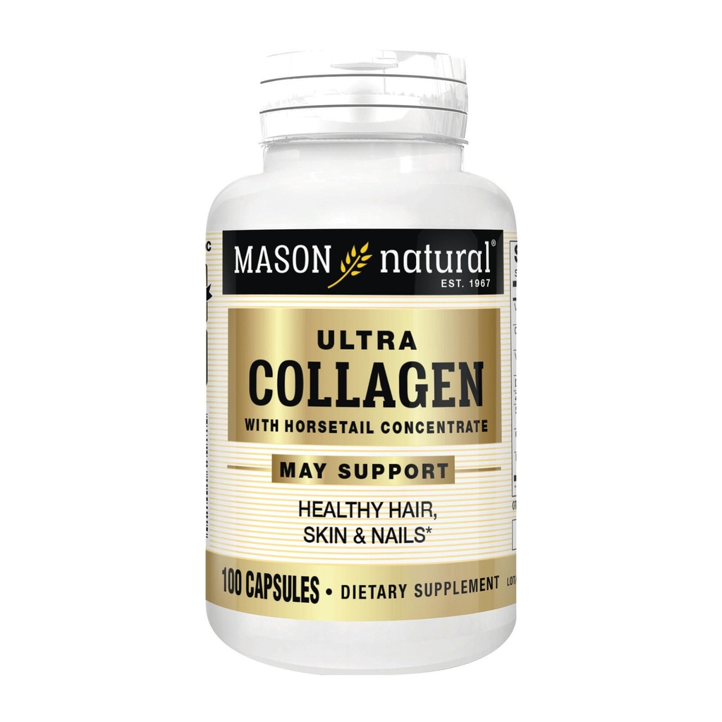MASON NATURAL Ultra Collagen Capsules, 100% Pure Hydrolyzed Collagen Suplemento para la piel sana, pelo, uñas &amp; juntas, 100 cuentan, 50 Day Supply