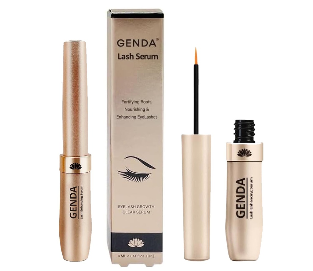 GENDA Eyelash Growth Serum for Thicker, Stronger and Longer Eye Lashes, Grow Fuller and Voluminous Looking Lash and Brows with Nourishing and Fortifying Roots For Chics, Vegan and Cruelty Free (4 ml)