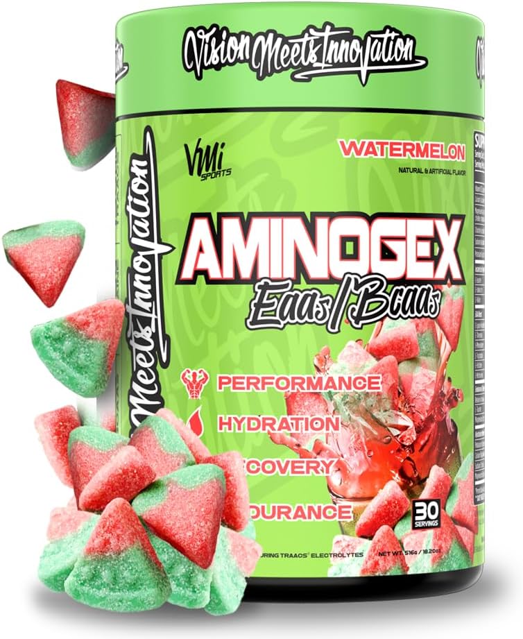 Aminogex Ultra TENIDO BCAA Powder ANTE Amino Acids + Betaine y Glutamine TENIDO Aminoácidos Post Workout Recovery Bebida ¦ Intra Workout Bebida con electrolitos  durable (30 Servings) (Watermelon, 18.2 Ounces)