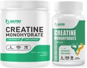 Cretina Monohydrate Powder 500 Grams &amp; Creatine Capsules, Pure Micronized Creatine Supplements for Building Muscle, Pre &amp; Post Workout Creatine Powder, Non-GMO, Unflavored