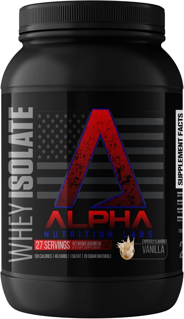 Whey Isolate Protein Powder - Vanilla Flavor, 28g de Protein, Fuente Protein, Baja Carb, Especialidad Clásica