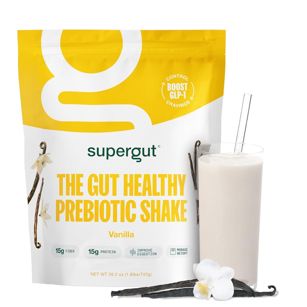 Shakes prebióticos de supergut ← Reemplazo de comida de comida, comida, serpiente (Vanilla, 14 porciones)