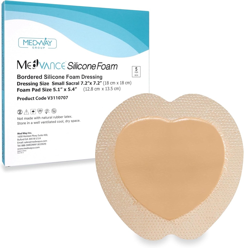MedVance TM Silicona - Silicona Fronteriza Adhesivo Foam Dressing Sacral Tamaño 7"x 7" Caja de 5 apósitos